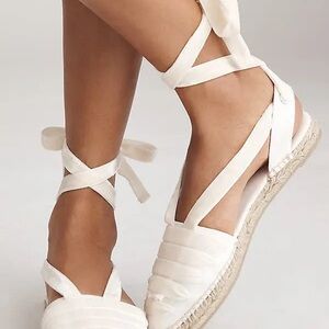 Castaner Cream Espadrille Wrap Sandals
